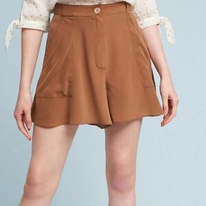 NWT Elevenses Anthropologie Hanky-Hem 100% Silk Shorts Sz 0